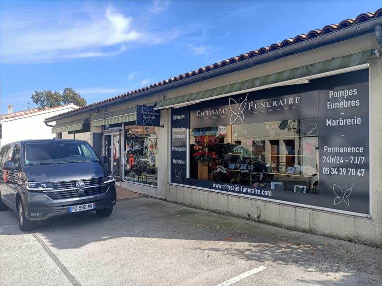 Pompes funèbre Villeneuve Tolosane devanture