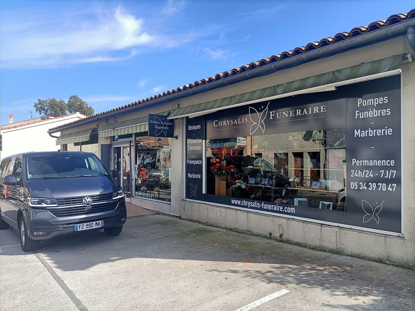 Pompes funèbre Villeneuve Tolosane devanture