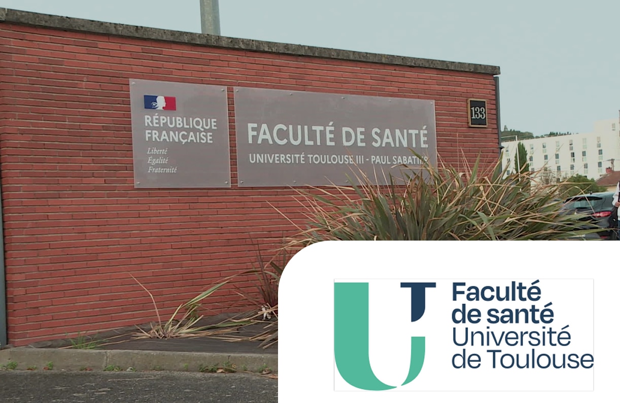 Logo et entrée de la faculté de santé de Toulouse partenaire de Chrysalis Funéraire